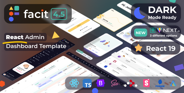 Product preview supplied for Facit React | React Admin Template (Create React App, Vite or NextJs) [React TS]