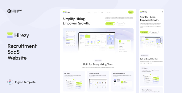 Hirezy – Recruitment SaaS Website UI Figma Template