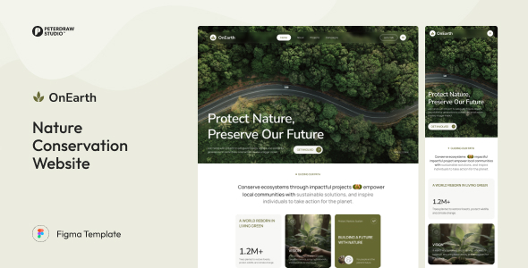 OnEarth - Nature Conservation Website UI Figma Template listing image