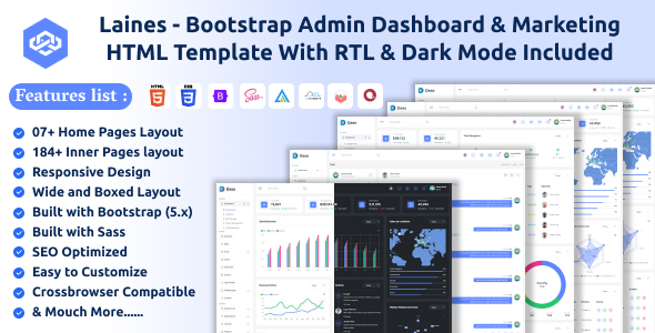 Laines - Bootstrap Admin Dashboard & Marketing HTML Template With RTL & Dark Mode Included