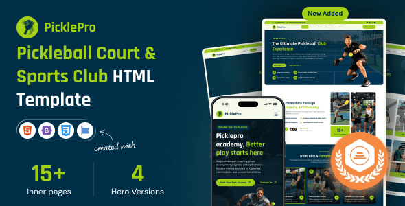 PicklePro – Pickleball Club & Sports HTML Template