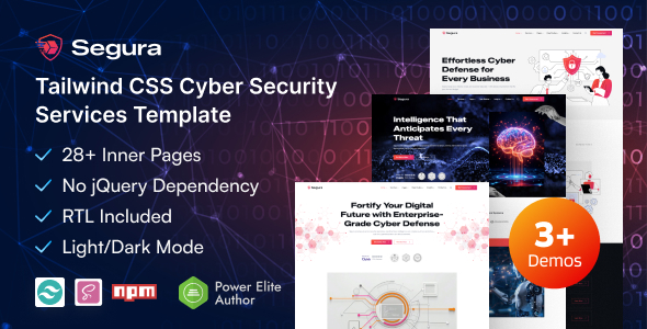 Segura – Tailwind Cyber Security & IT Protection HTML Template listing image