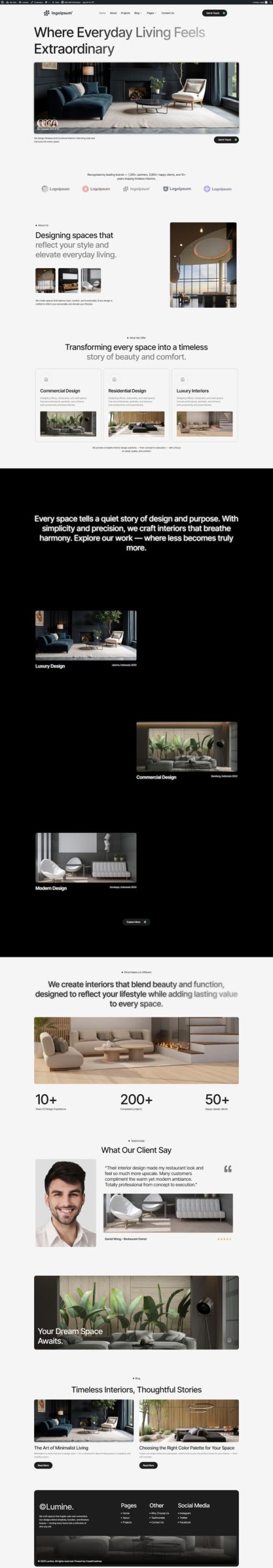 Lumine - Interior Design Elementor Template Kit
