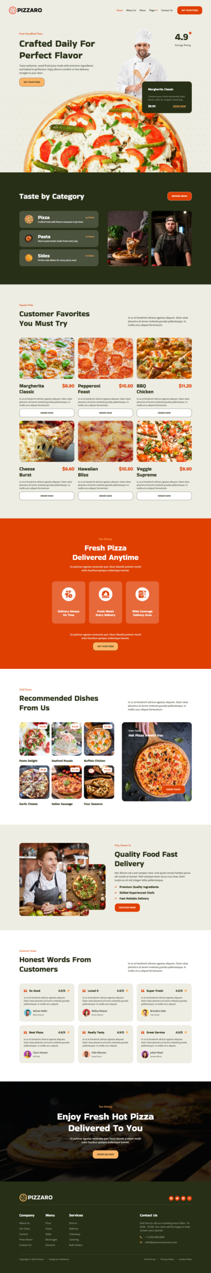 Product preview supplied for Pizzaro - Pizza Restaurant & Delivery Services Website Elementor Template Kit