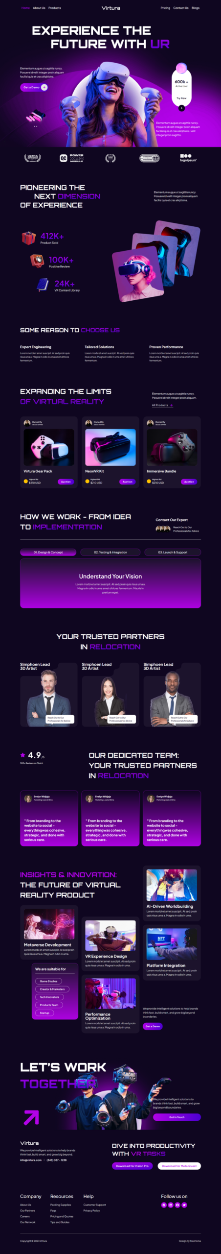 Virtura - VR Game and Technology Website Elementor Template Kits