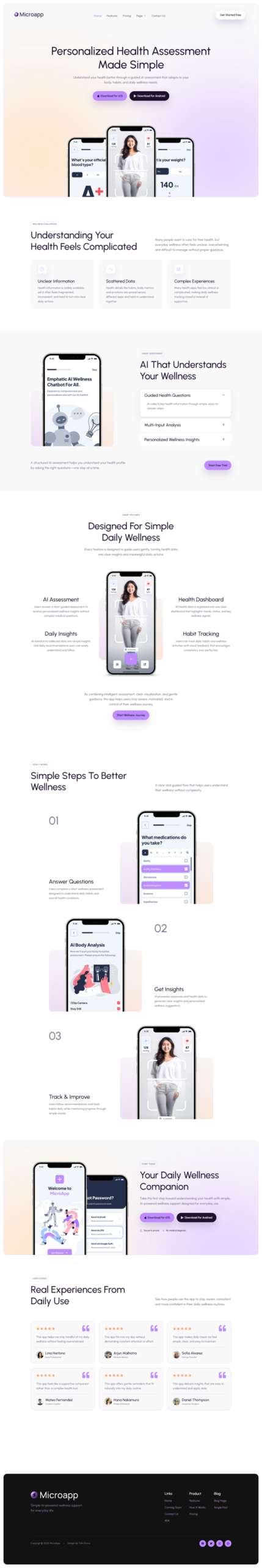 MicroApp - SaaS Mobile App Website Elementor Template Kits
