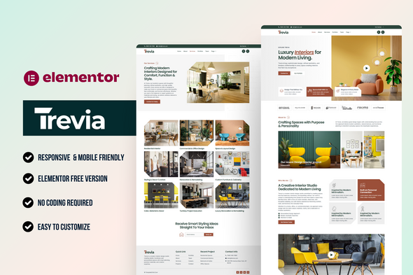 Trevia – Interior Design Elementor Template Kit listing image