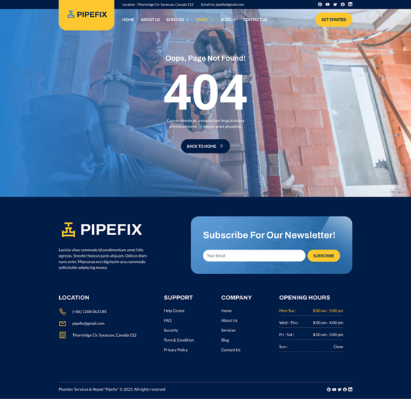 Pipefix - Plumber & Repair Services Elementor Template Kit