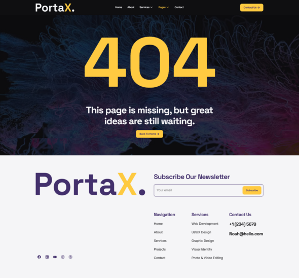 PortaX - Personal Portfolios & Resume Elementor Template Kit