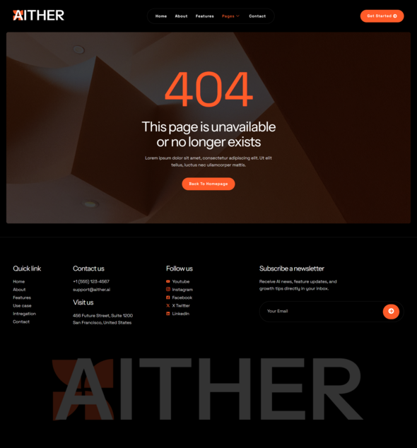 Aither - AI Startup & SaaS Elementor Template Kit