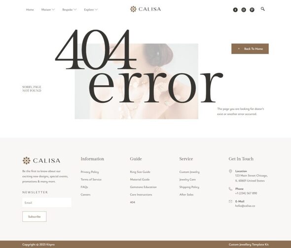 Calisa - Custom Jewellery Elementor Template Kit