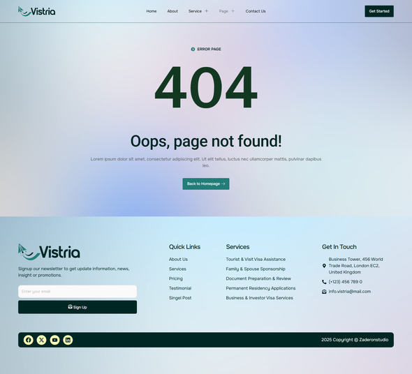 Vistria - Immigration & Visa Consultant Elementor Template Kit