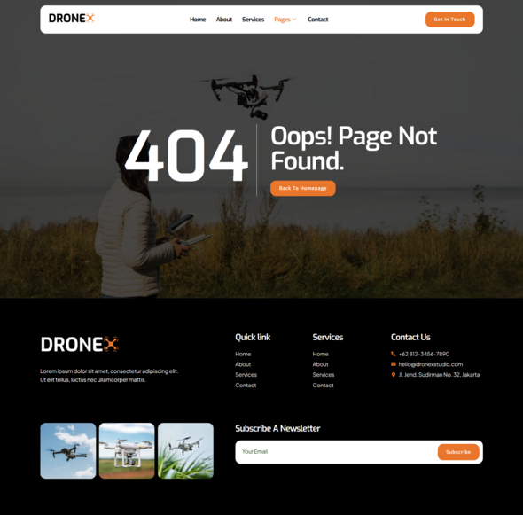 Dronex - Drone Aerial Video & Photography Elementor Template Kit