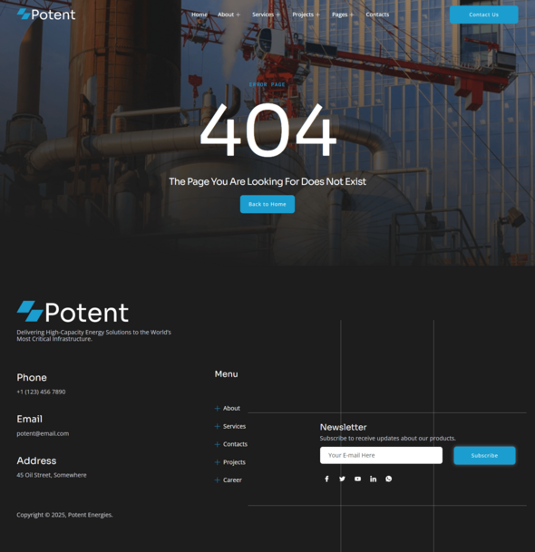 Potent - Oil Company & Industrial Elementor Template Kit