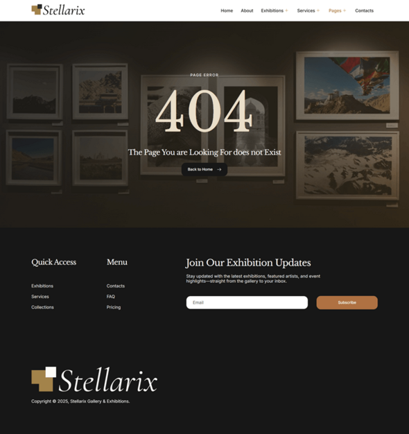 Stellarix - Art Exhibition & Museum Elementor Template Kit