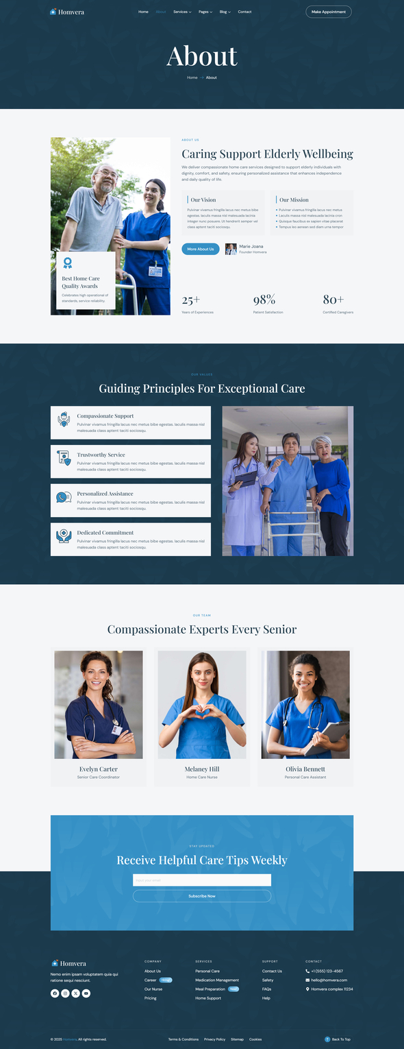 Product preview supplied for Homvera - Home Care Services Elementor Template Kit