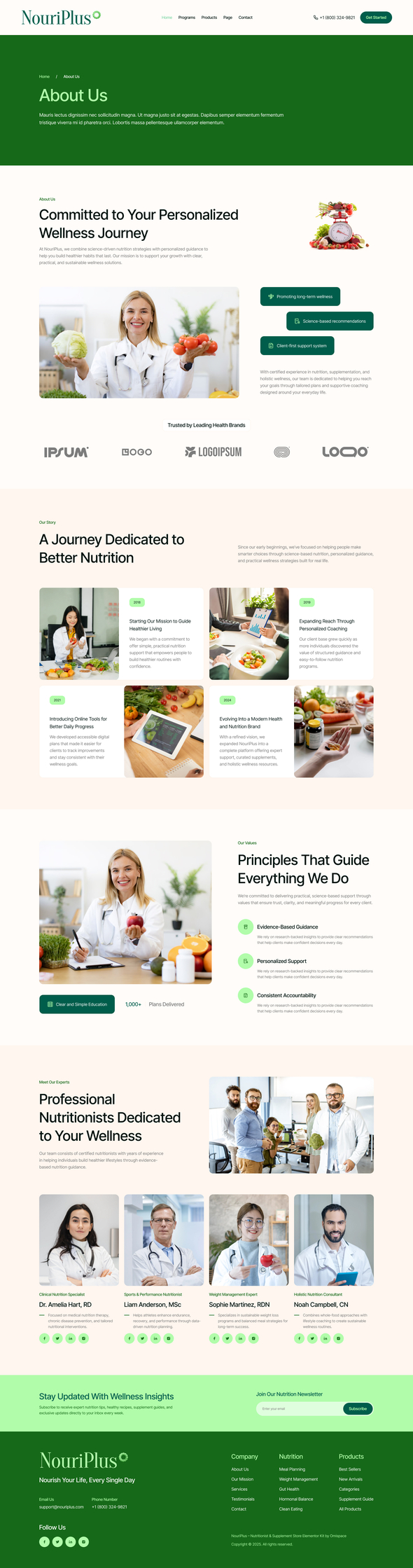 NouriPlus – Nutritionist & Supplement Store Elementor Kit