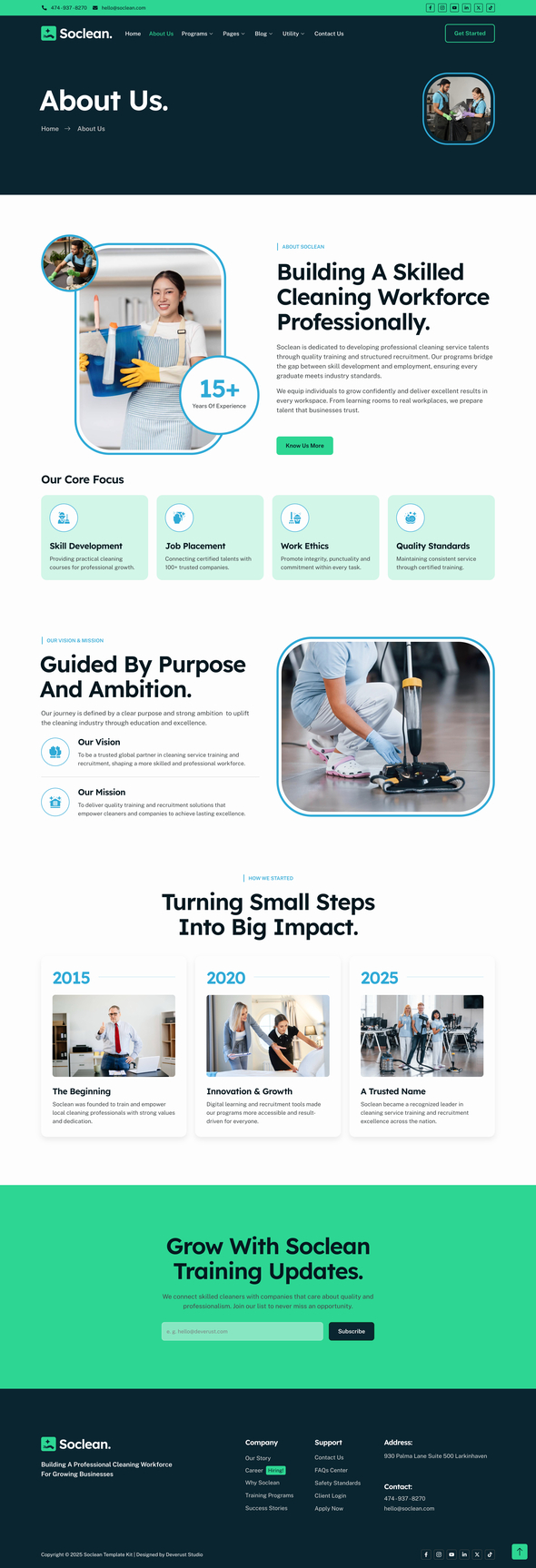 Soclean - Cleaning Service Training and Recruitment Elementor Template Kit