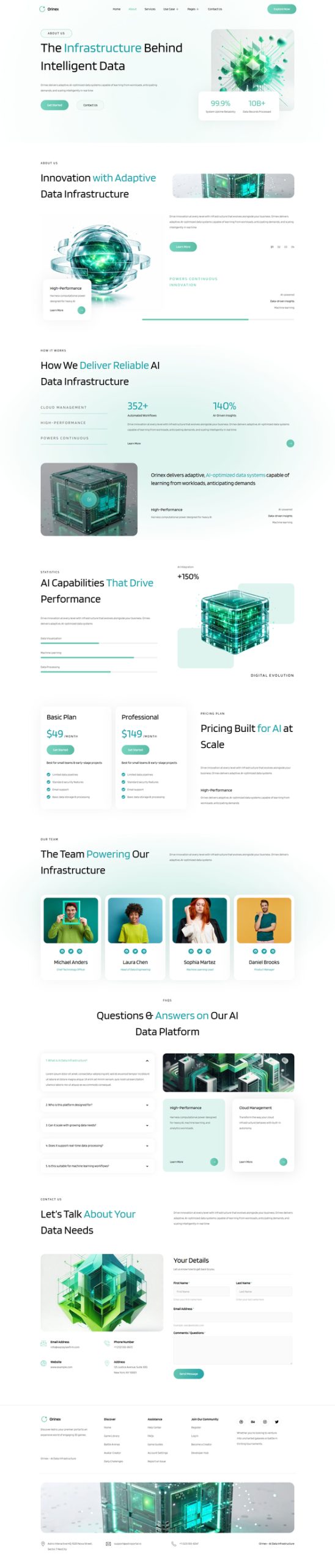 Orinex – AI Data Infrastructure Elementor Template Kit