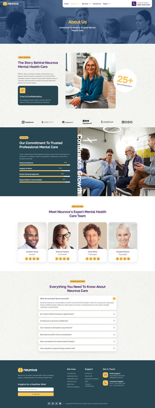 Neurova - Mental Health & Therapy Elementor Template Kit