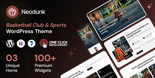 Product preview supplied for Neodunk - Basketball Club & Sports WordPress Theme