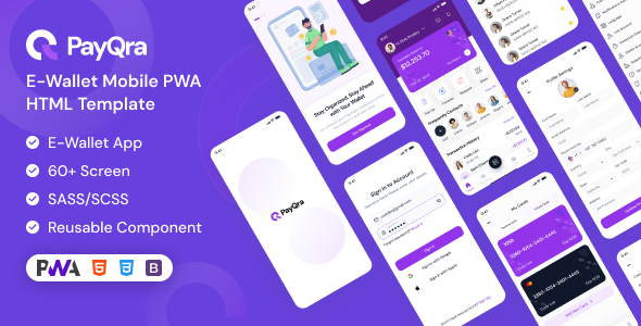 PayQra | E-Wallet Mobile PWA HTML Template