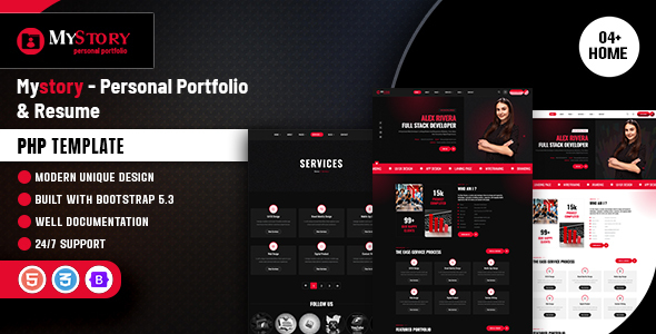Mystory - Personal Portfolio & Resume PHP Template