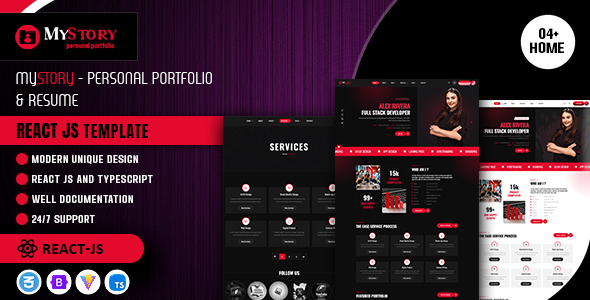 Mystory - Personal Portfolio & Resume React JS Template