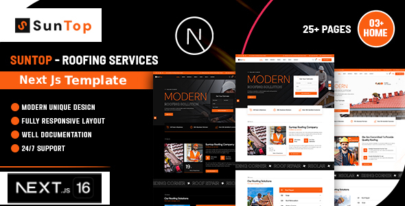 Suntop – Roofing Services Next Js 16 Template