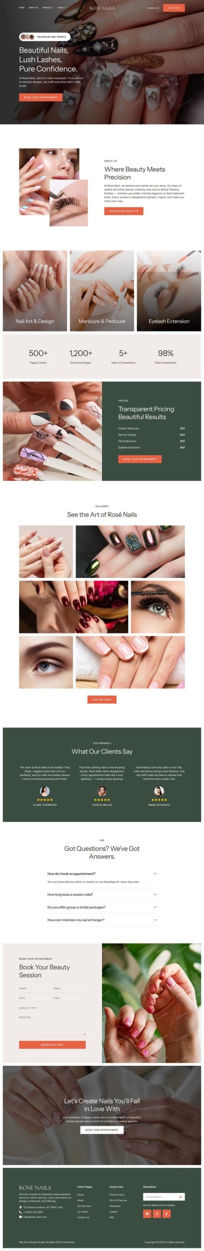 Rosé Nails – Nail Art & Beauty Studio Elementor Template Kit