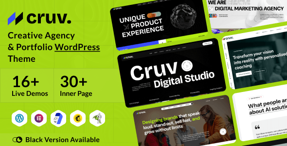 Product preview supplied for Cruv - Creative Agency & Portfolio WordPress Theme