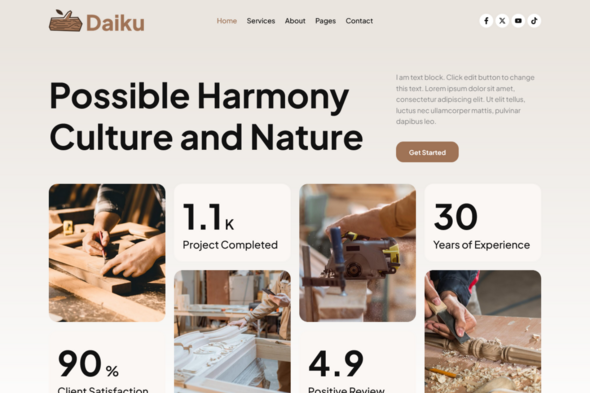 Daiku - Carpenter & Custom Furniture Elementor Pro Template Kit