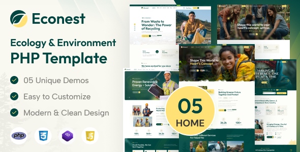 Econest - Ecology & Environment PHP Template product preview