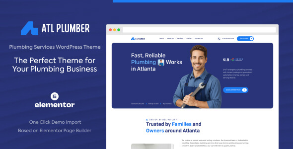ATL Plumber - Plumbing Services WordPress Theme product preview