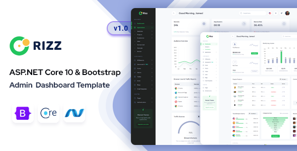 Rizz - ASP.NET Core 10 & Bootstrap Admin Dashboard Template