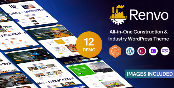Product preview supplied for Renvo - Construction, Factory, Industry & Architecture WordPress Theme