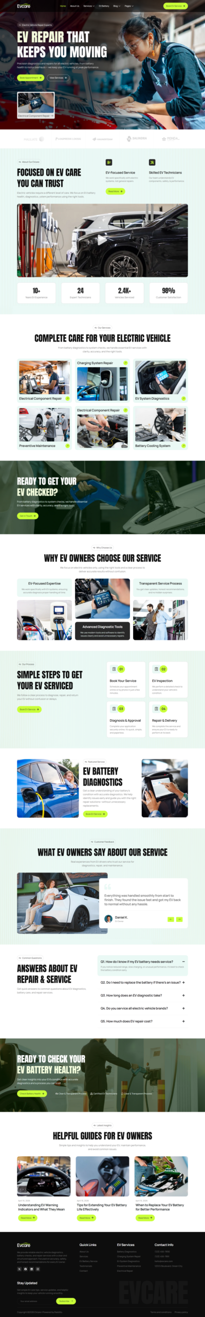 EVcare – Electric Car Service & EV Repair Elementor Template Kit