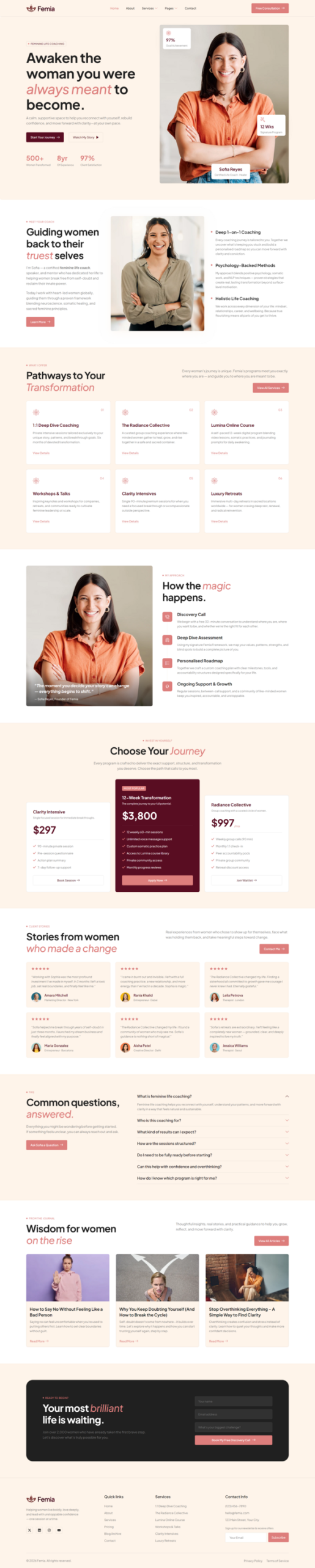 Femia – Feminine Life Coach Elementor Template Kit