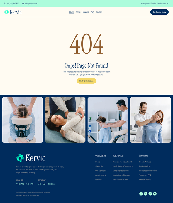 Kervic – Chiropractic & Physiotherapy Elementor Template Kit