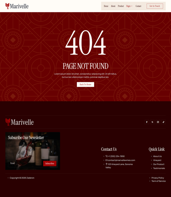 Marivelle - Wine and Vineyard Elementor Template Kit