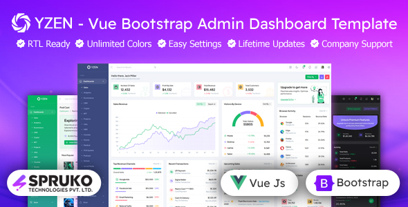 Yzen - Vue Admin Dashboard Bootstrap Template