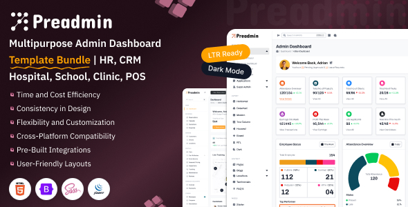 Preadmin Pro - Multi Industry Enterprise Admin Dashboard Bundle (HR, CRM, POS & ERP)