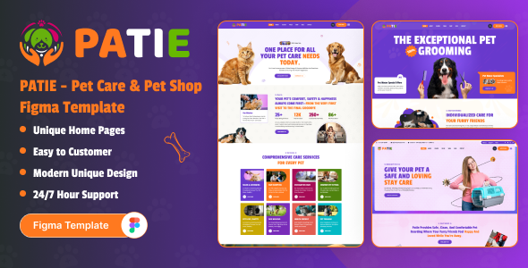 PATIE - Pet Care & Pet Shop Figma Template product preview
