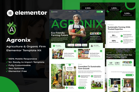 Agronix - Agriculture & Organic Farming Elementor Template Kit