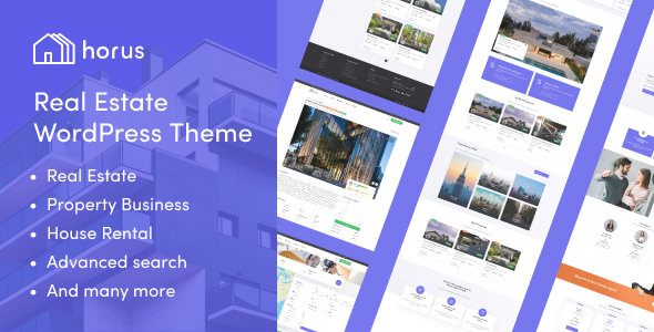 Product preview supplied for Horus – Real Estate & Property Listing WordPress Theme