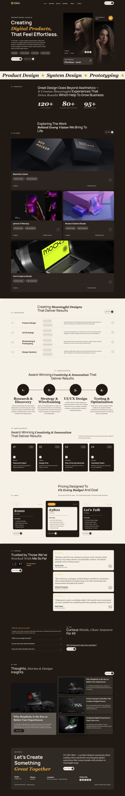 Product preview supplied for Chiri - Personal Portfolio Elementor Template Kit