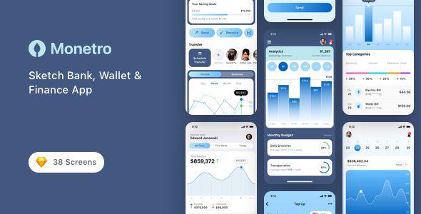Monetro - Sketch Bank, Wallet & Finance App