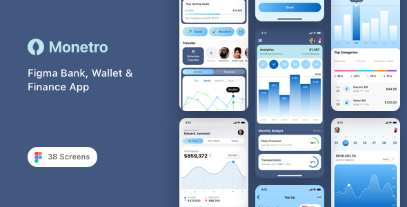 Monetro - Figma Bank, Wallet & Finance App