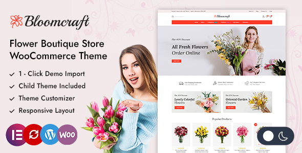 Bloomcraft - Flower Boutiques & Florists Elementor WooCommerce Theme