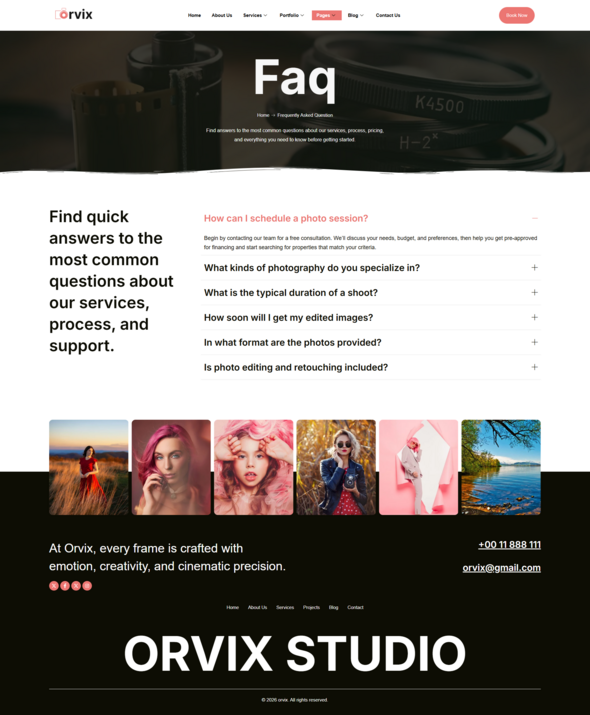 Orvix - Photography & Personal Portfolio Elementor Template Kit